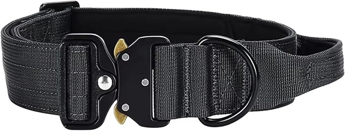 Heavy Duty Tactical Dog Collar – Adjustable Nylon with Metal Buckle, Durable & Comfortable for Medium to Large Dogs (German Shepherd, Labrador, Rottweiler), Black, XL, for Training & Outdoor Use.