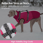 AOFITEE Dog Coat for Large Dogs, Waterproof Dog Winter Jacket with Built in Harness, Warm Turtleneck Cold Weather Coats Large, Reflective Fleece Lined Snow Jacket for French Bulldog, Boston Terrier, L