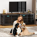 EasyCom 48"/42"/33" Dog Crate Furniture with Name Tag, Heavy Duty Dog Kennel Indoor for Large Dogs, Escape-Proof and Chew-Proof Dog Cage for high Anxiety Dog, Decorate House as TV Stand, End Table