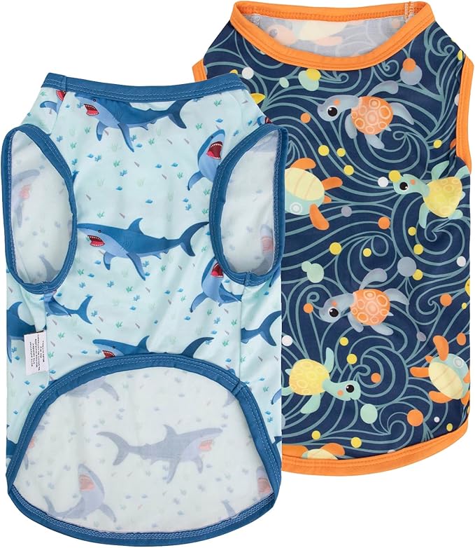 CuteBone Dog Shirts 2-Pack Soft Pet Clothes Breathable Summer Vest for Small Puppy and Stretchy Cat Apparel 2BX11L