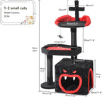 YITAHOME 38.5in Gothic Cat Tree: Indoor Kitten Tower with Coffin Bed Featuring Spacious Condo, Spider Hanging Ball, Scratching Post, Black Halloween