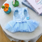 Fashion Sweet Puppy Dog Blingbling Princess Skirt Pet Dog Lace Cake Camisole Tutu Dress F-Blue M