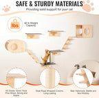 VEVOR Wall Mounted Cat Shelves and Perches with Jumping Boards, Cat Beds, Hammocks & Tree, Up to 40 lbs for Sleeping, Playing, Climbing - Set of 7