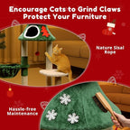 LUCKLIFE 48" Christmas Cat Tree with 2 Cozy Houses,Indoor Modern Cats Tower with Anti-Tip Kit,Plush Perches & Hanging Balls,Holiday Cat Climbing Furniture for Kittens to Play and Sleep