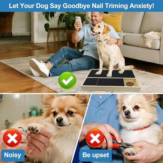 Dog Nail Scratch Pad with Treat Box, Jaxbo Durable Portable Dog Scratch Filing Pad for All Dogs, Wooden Cat Nail Scraper Board for Indoor/Outdoor Training