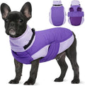 BRKURLEG Dog Coat, Turtleneck Winter Jacket with Harness for Small Medium and Large Dogs, Windproof Reflective Warm Fleece Dogs Snowsuit with Hook & Loop, Dog Coats for Cold Weather, Purple M