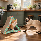 Nicunom Cat Scratcher Foldable Cat Scratching Board, Triangle Cat Scratching Pad, 6 Usable Sides Cat Scratchers Vertical Cat Scratching Post for Indoor Cats, Recyclable Cardboard Lounge