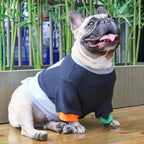 iChoue Pet Dog Crewneck Sweater Color Block Pullover Winter Warm Clothes for English Bulldog Bully Pitbull - Black and Grey/XLarge