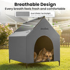 48" XL Outdoor Dog House – Weatherproof Elevated Pet Shelter, Breathable Mesh & Steel Frame, Easy to Assemble & Clean, Large Dog Houses for All Seasons (Grey)