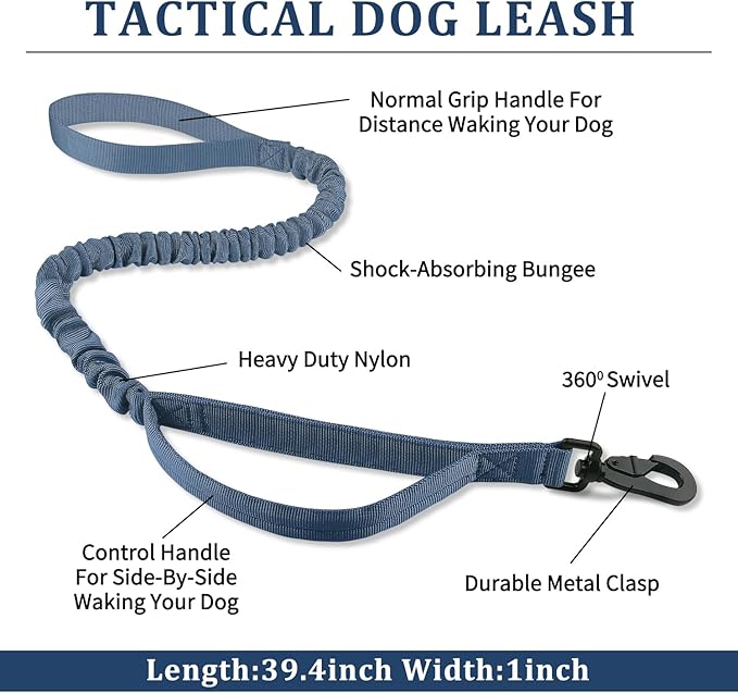 COOYOO Dog Collar,3 Piece Set Tactical Dog Collars, Adjustable Military Training Nylon Dog Collar with Control Handle and Heavy Metal Buckle for Medium and Large Dogs