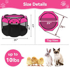 Dog Playpen, Puppy Pet Playpens Indoor for Small Dogs Tent Crates Cage Indoor/Outdoor, Portable Pop Up Dog Kennel Playpen with Carrying Case for Dogs/Cats/Rabbits, Hot Pink