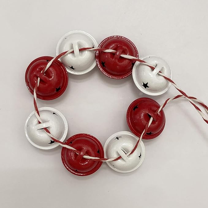 Pack of 50 Small Bells for Crafts, 1 Inch Red and White Jingle Bells Little Bells for Crafting Dog Training Doorbell Cat Collar Christmas Tree Wedding Decorations (Red and White)