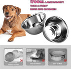Raised Dog Bowl Stand for Large Medium Dogs, Elevated Dog Bowls with Sprill Proof Mat &Two 58OZ Stainless Steel Bowls,Pink