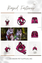EcoBark Step in Dog Harness - Eco-Friendly Dog Harnesses for Small and Medium Breed Dogs - Reflective and Adjustable Body Halter Vest - Soft Mesh Toy Breed Harness (Fuchsia Pink, Large)
