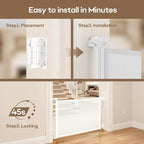 Retractable Safety Baby Gate or Mesh Dog Gate,Durable Portable Mesh Retractable Gate,Easy to Use for Stairs, Doorways, Hallways, Indoor, Outdoor, 33.5" Tall, Up to 45" Wide, White