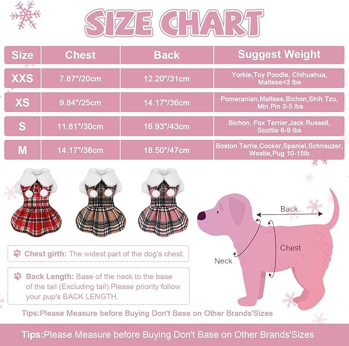 Dog Sweater with Leash Set D Ring Plaid Fleece Dog Clothes for Small Dogs Girl Boy Winter Puppy Dress Cold Weather Coat Fall XXS Sweater for Chihuahua Yorkie Cat Doggy Costumes, Pink, S