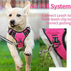 HEELE Dog Harness, No Pull Adjustable Padded Reflective Harness for Small Medium Large Dogs with Handle for Walking Training, Rose, M