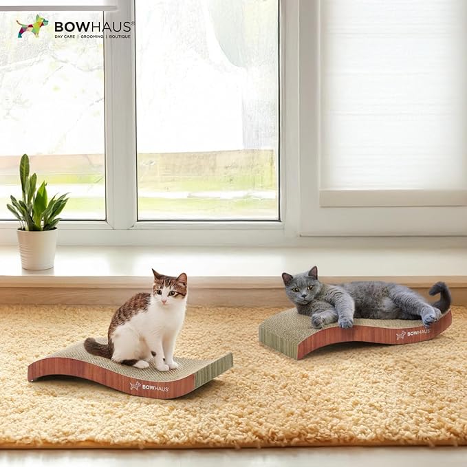 Curved Cat Scratcher Cardboard, Reversible Scratcher, Durable & Long-Lasting, Cat Cardboard Scratcher, Large Cat Scratching Pad, Scratching Board, Curving Scratch Pad for Indoor Cats, Brown