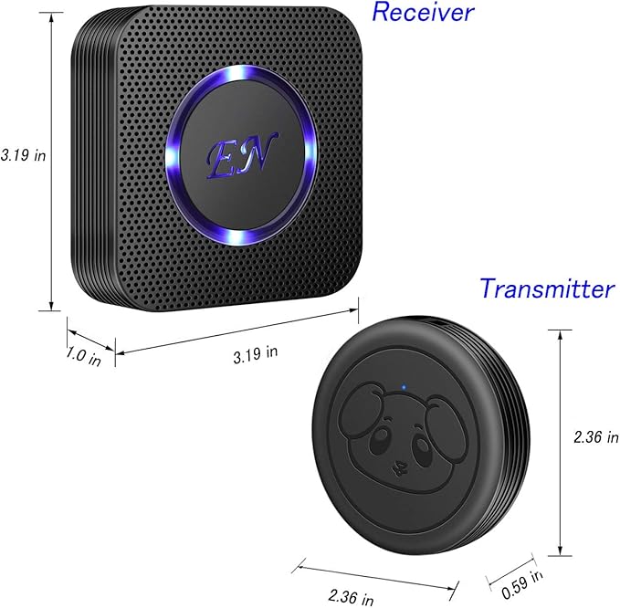 EverNary Dog Door Bell, Wireless Doggie Doorbells for Potty Training, Door Bell for Dogs to Go Outside, Dog Bells (Black, 1 Receiver 4 Transmitters)