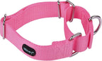 Mikivery Martingale Dog Collar Nylon Adjustable and Safety Training Colourful Comfortable Metal Buckle Pet Collars for Small Medium and Large Dogs(BabyPink,L)
