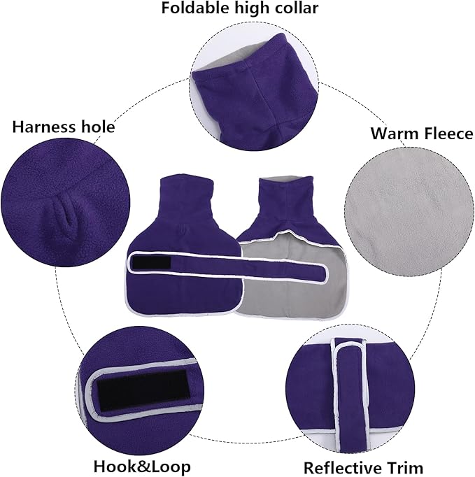 Geyecete Dachshund Sweaters for Dogs Jacket,Dachshund Coat Perfect Dog Winter Coat with Padded Fleece Lining,high Collar,Dog Snowsuit-Purple-M