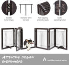 PAWLAND 144-inch Extra Wide 30-inches Tall Dog gate with Door Walk Through, Freestanding Wire Pet Gate for The House, Doorway, Stairs, Pet Puppy Safety Fence, Support Feet Included, Espresso,6 Panels