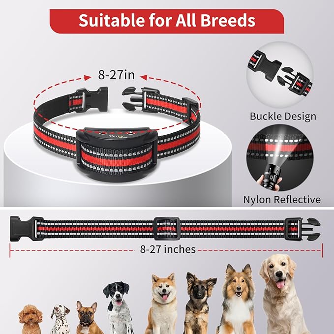 PetJoy Dog Bark Collar for Small Dogs 5-15 lbs, Bark Collar 3 Pack with 5 Adjustable Levels of Sensitivity, Barking Collar Small Breed