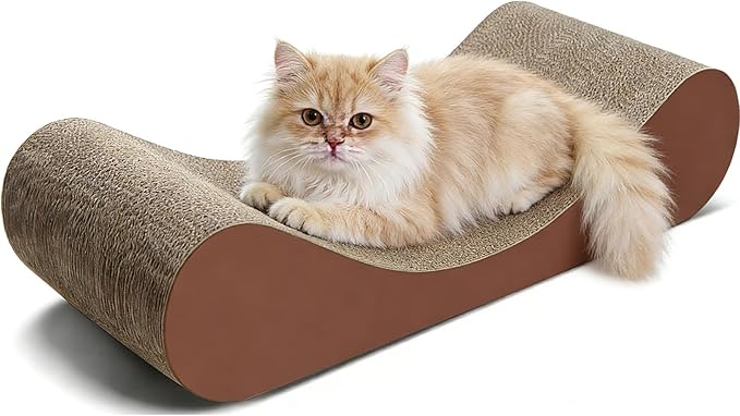 Simple Delxue Large Cat Scratcher Cardboard Bed, Horizontal Cat Scratcher Cardboard Lounge Bed, 100% Recyclable&Reversible Durable Board Pads Prevents Furniture Damage