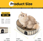 Oval Cat Scratcher Bed, 2-in-1 Cat Scratching Board, Natural Corrugated Cardboard Scratch Pad Lounge, Sealed Base Traps Debris,No Assembly Kitty Furniture,Stylish Colors Blends Any Home Decor