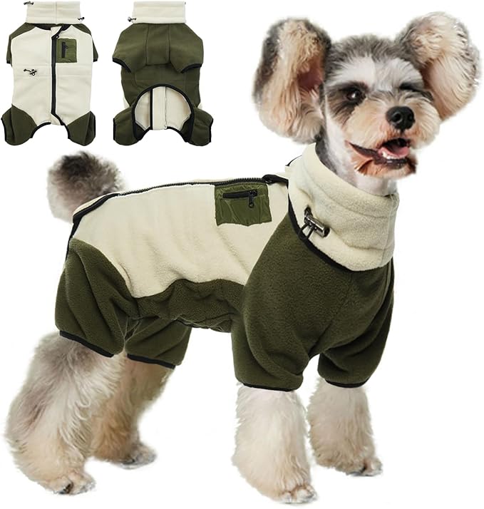DENTRUN Dog Winter Coat, Fleece Jacket, Pajamas Turtleneck Sweater, Puppy Cold Weather Outfit, Thermal Bodysuit, Sweatshirts, Snowsuit, Soft Jumpsuit