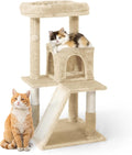 Tall Cat Tree for Indoor Large Cats or Kittens, Multi-Level Cat Activity Tree with Scratching Posts, Hammock, Cat Cave Condo, Modern Cute Small Cat Climbing Tower with Widened Perch