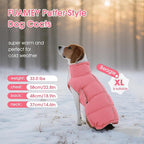 FUAMEY Dog Puffer Jacket for Large Dogs,Dog Cold Weather Coats Winter Dogs Down Jackets Waterproof Pet Snowsuits Warm Puppy Winter Vest Turtleneck Pets Adjustable Jackets Coats Pink XXL