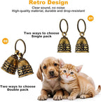 2 PCS Copper Collar Bell for Small Pet 1.7 Inch Pure Copper Bells Retro Craft Bells Handmade Small Bell for Crafts Anti-Lost Id Tags for Home, Door or Decoration