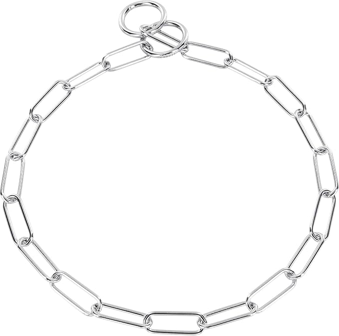Herm Sprenger - Chrome Plated Steel Fur Saver Dog Collar - Long Link - Professional Training Collar for Small Petite Dogs - Puppy Collar - Correction Slip Chain - Made in Germany (21 inches (53 cm))