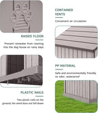 VIXZEN Dog House Outdoor Large Breed - Weatherproof PP Resin Doghouse with Elevated Floor, Open Design & Easy Assembly, Large Dog Houses for Large Dogs Outside (Grey, 38.62" L x 36.26" W x 38.07" H)