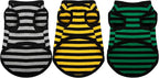 Paiaite 3 Pieces Dog Striped Shirt Dark Color Cotton Sleeveless Puppy Shirts Breathable Pet Apparel Tank Top Colorful Puppy Sweatshirt Clothes for Small Medium Dogs M