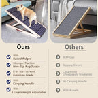 ZJSF Foldable Dog Ramp for High Bed, Wooden Dog Stairs to Bed for Small and Large Dogs, High Traction Platform with 6 Adjustable Heights (14"-30"), 48", Supports up to 230 lbs