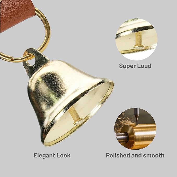 Dog Door Bells for Potty Training, Big Brass Puppy Housebreaking Bell with Leather Strap, Train Your Dog to Ring to Go Outside