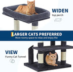 74" Tall Cat Tree,Large Cat Tree for Big Cats,Cat Tower with Scratching Posts, Condo, Perches, Hammock, Tunnel & Feeding Station,Deep Gray