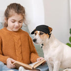 Dog Baseball Cap, Dog Cat Summer Beach Visor Hat with Ear Holes, Adjustable Puppy Sunbonnet Headdress (Black, Medium)