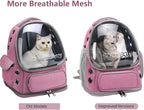 Cat Backpack Carrier, Breathable Cat Carrier Large Space Bubble Pet Backpack for Kitty Small Dog up to 12lbs, Transparent & Foldable Pet Carrier for Travel Hiking（Pink）