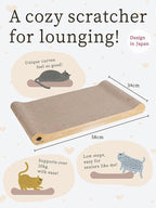 NyankonoYado No Mess & 1-Year Durable Cat Scratcher, Cardboard Scratch pad Bed Vet-Approved, Extra-Wide Reversible Cardboard, High Durability & Low Debris, for Large or Overweight Cats, Indoor