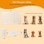 ZENY 36" H Pet Dog Gate, Foldable Freestanding Dog Door 3 Panel, Wooden Z Shape Step Over Pet Fence for Entryway, Stairs, Doorway, White