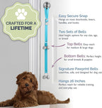 PoochieBells Dog Door Bells for Potty Training, Quick & Easy Puppy Potty Training Method Included, Handcrafted in USA with Loud, Paw-Safe Bells, Capri Blue