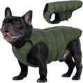 Kuoser Dog Puffer Jacket Warm Dog Coat for Small Dogs, Windproof Reflective Pet Padded Vest Cold Weather Clothes Puppy Snowsuit with Hook & Loop Coats, Easy On/Off, Green S