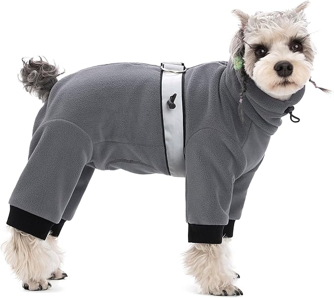 Polar Fleece Dog Pajamas Bodysuit - Small to Medium Dogs, Winter Jacket & Sweater for Small Dogs, Four-Legged Warm Clothes