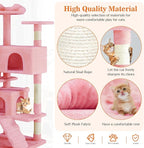 Sweetcrispy 54-Inch Cat Tree Tower – Multi-Level with Sisal Scratching Post, Perfect Pet Gift, Indoor Condo with Climbing Ladder, Plush Toy, and More Animal Stuff, Pink