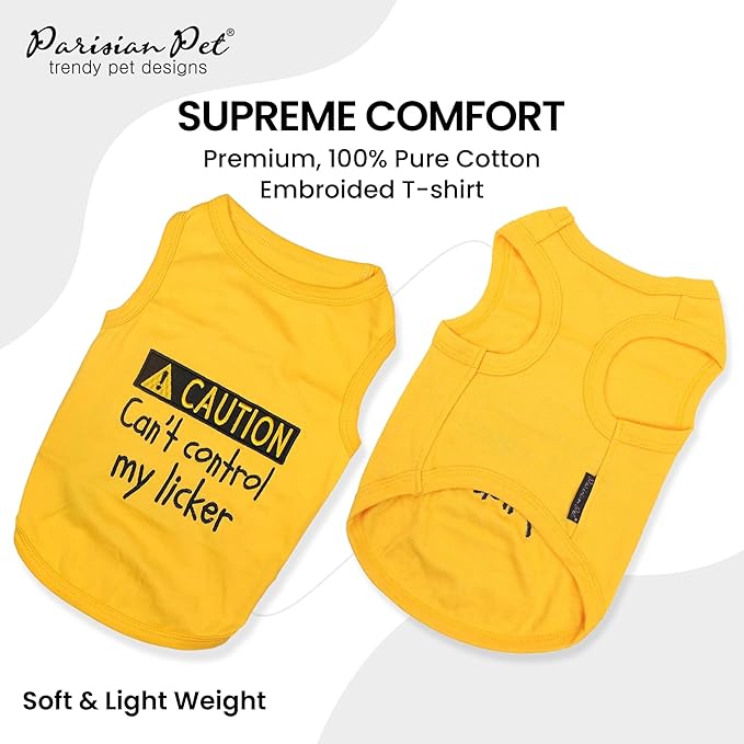 Parisian Pet Dog Shirt – 100% Cotton Shirts for Large Dogs – Yellow Sleeveless Puppy Clothes – Lightweight Pet Apparel – Breathable Soft Dog Clothes - Stretchy Funny T Shirts for Dogs