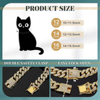 Xuniea 2 Pieces Cat Dog Chain Collar and Sunglasses Set Rhinestone Necklace with Secure Buckle Round Glasses for Doll Cat Dog Pet Accessories(16 Inch,Gold, Black)