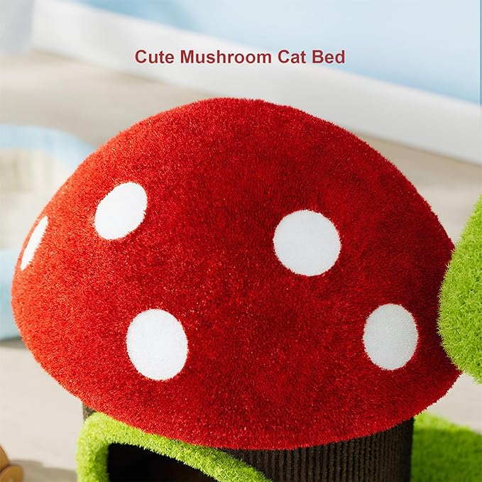 30.7" Modern Cat Tree Tower with Mushroom-Themed House and Sisal Scratching Posts, Suitable for Indoor Use and Multi-Cat Households